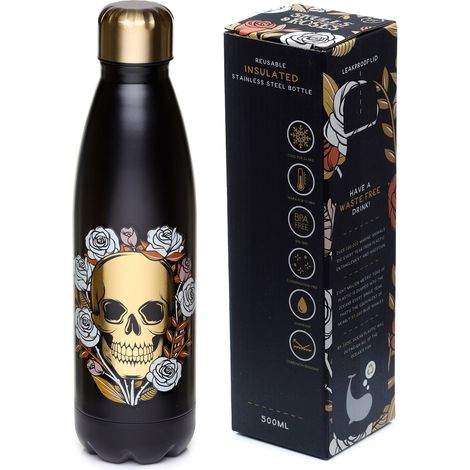 Puckator Bottiglia Termica Acciaio 500ml - Teschi con Rose (1/5)