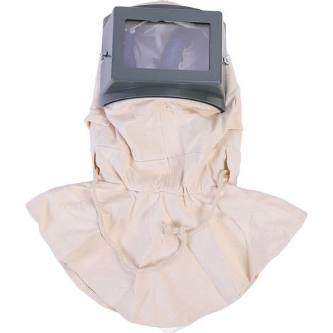 Sandblasting helmet with windproof and tear-resistant hood – clear curved glass visor for polishing, painting and sanding (1/5)