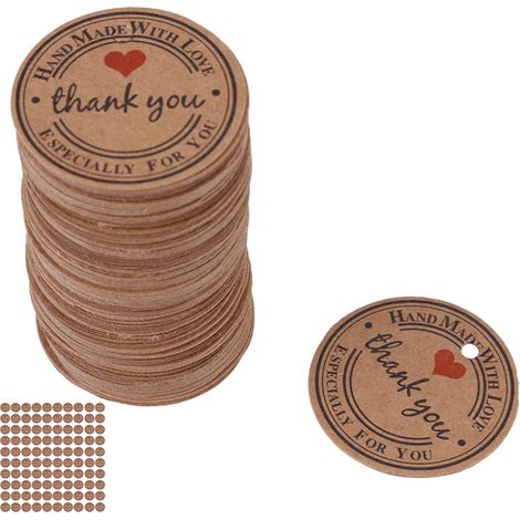Étiquettes cadeau artisanales marron pour mariages, bonbons, bijoux et récompenses - Lot de 100 (1/5)