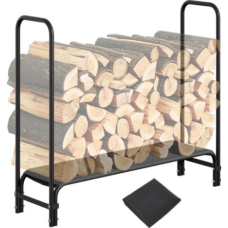 Porte-Bûches Extérieur 122 cm en Acier, Support Bois de Chauffage avec Cadre Métallique, Rangement Bûches pour Jardin Terrasse (1/5)