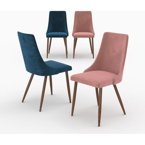 Pack 4 chaises en velours bleu et rose - Vinni (1/5)