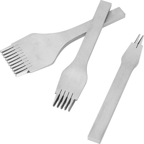 Ensemble de 3 ciseaux à perforer en acier et cuir (2+5+10 dents) - Kit d'outils pour le travail du cuir (2,7 mm/0,11 pouce) (1/5)
