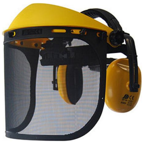 Visière de protection professionnelle anti-bruit avec écran grillagé extra-large relevable (1/4)
