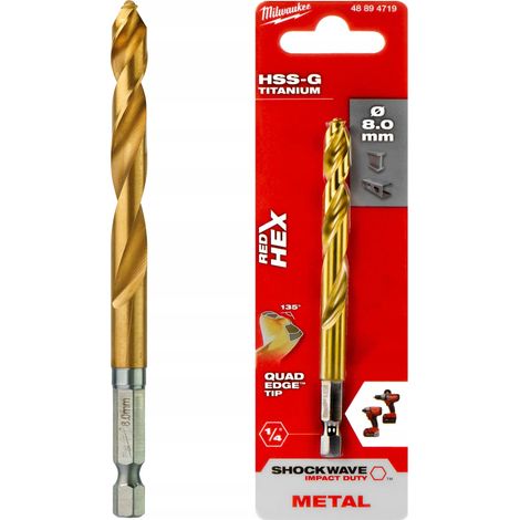501694 Punta da trapano a percussione per metallo Milwaukee SWave HSS-G da 8 mm (1/4)