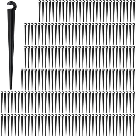 210 Estacas de soporte para riego de 1/4" Estacas de plástico para fijación de tuberías de goteo de 1/4" Soporte para línea de goteo de 1/4" Riego de césped, bancales elevados e invernaderos (1/5)