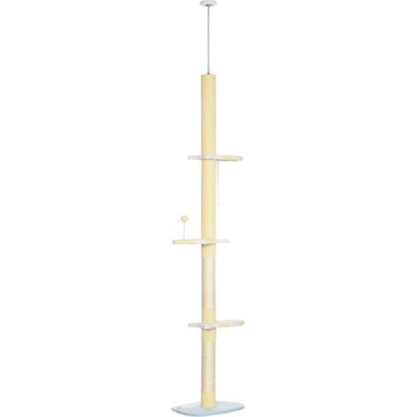 260cm Adjustable Floor-To-Ceiling Cat Tree w/ Anti-Tipping Kit, Toy Ball