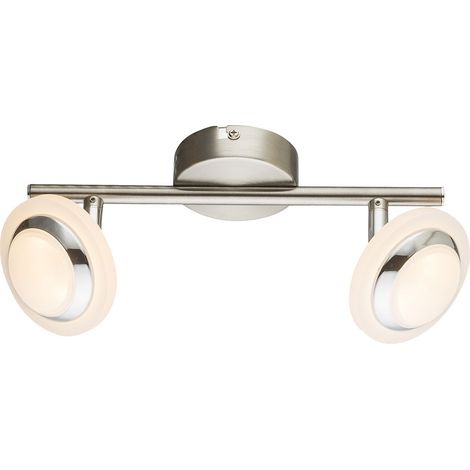 Plafoniera soggiorno LED da soffitto cromata, faretti orientabili, 2x4W 2x 280lm bianco caldo. Globo 56125-2