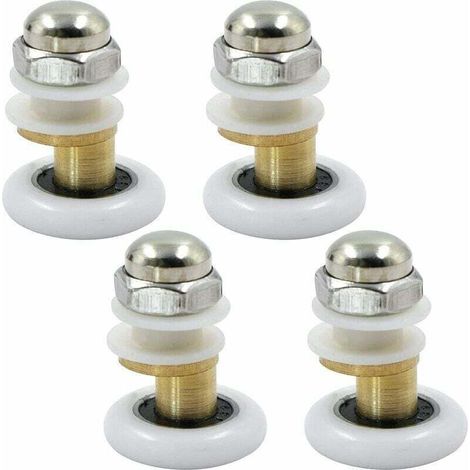 Poulie de porte de douche - Roulettes de Douche Roue pour Coulissantes Rouleaux De Douche Laiton Cabine de Douche Porte a Roulette Roue de Porte Poulies Accessoire Matériel Outil 4PCS 23mm,Starlight