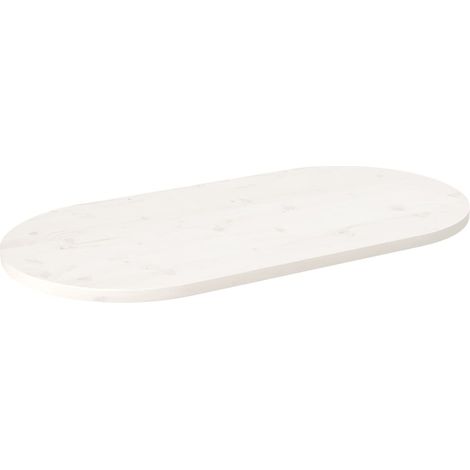 Dessus de table blanc 100x50x2,5 bois de pin massif ovale