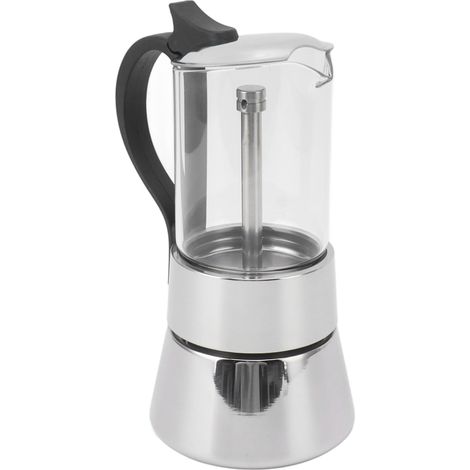 Cafetière 200 ml avec poignée, en acier inoxydable 304 et verre, pour la maison (1/5)