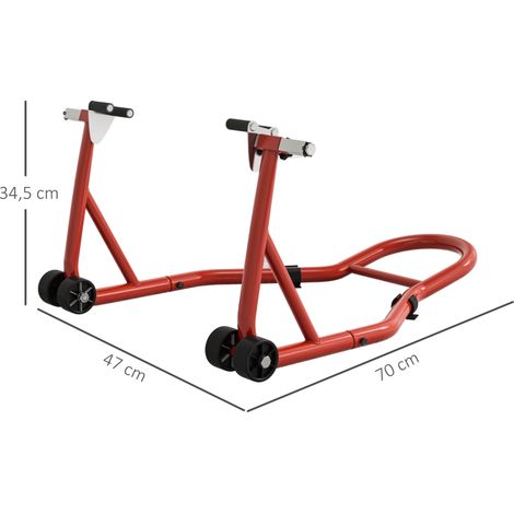 Béquille avant moto universelle atelier, bras oscillant U et L, support stable, rouge (1/5)
