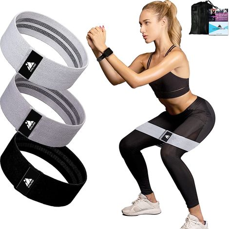 Bandes de Résistance, Lot de 3 Bande Élastique Fitness avec 3 Niveaux de Résistance, Équipement d'Exercices pour Musculation Pilates Yoga, Boîte de Rangement Incluse (1/5)