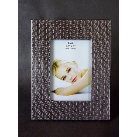 Cadre photo sur pied, couleur argentée, quadrillé, 19,5 x 15 cm (1/2)