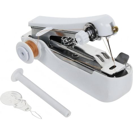 Tragbare Mini-Nähmaschine für Kleidung, Heimwerken, Reisen, Kunst und einfach zu bedienende manuelle Nähmaschine (weiß)