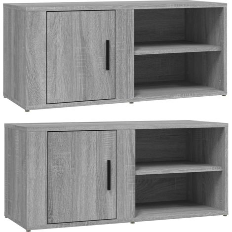 Maison Exclusive - Mueble TV 2 uds madera contrachapada gris Sono