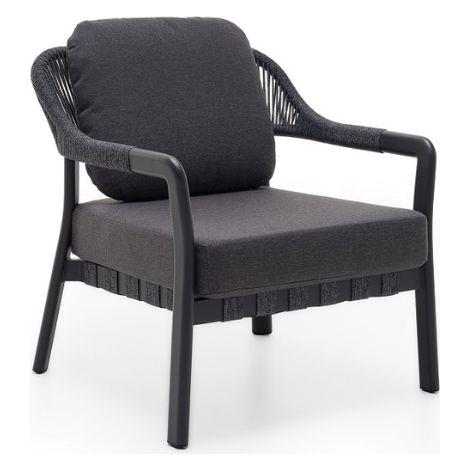 KLULK Poltrona Da Esterno Martinica In Alluminio Verniciato A Polvere Antracite Con Intreccio In Corde L 76 x P 75 x H 75 Cm (1/5)
