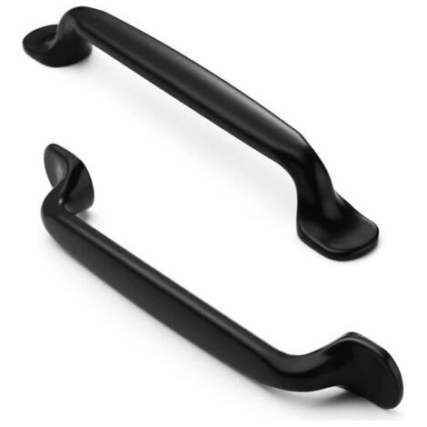 FURNIWARE Lot de 10 poignées de meuble vintage - Noir mat - Espacement des trous : 128 mm - Pour armoires de cuisine et armoires de cuisine (1/4)