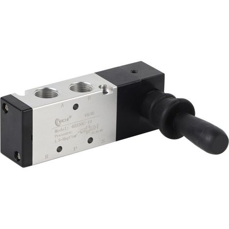 Pneumatisches Handsteuerventil, 5 Anschlüsse, 3 Positionen, Handhebel 0–0,8 MPa, 4H330C-10 Crezuo (1/5)