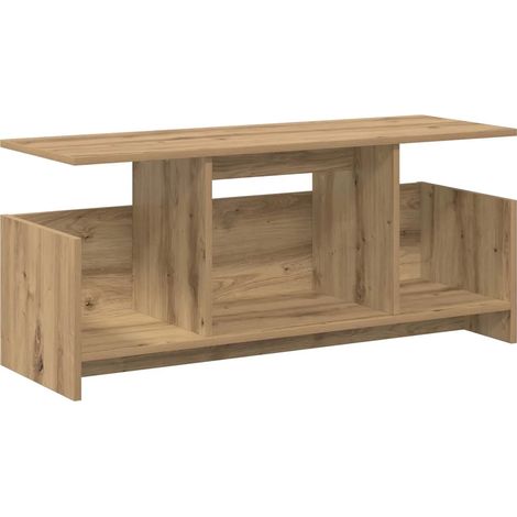Mobile TV rettangolare moderno con ampio spazio contenitivo 102 x 35 x 45 cm realizzato in legno di rovere composito finitura artigianale 020054714