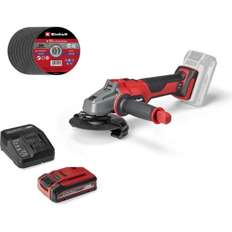 EINHELL PROFESSIONAL CORDLESS ANGLE GRINDER AXXIO 18/125, 18 VOLT RED/BLACK, LI-ION PLUS BATTERY 4.0 AH