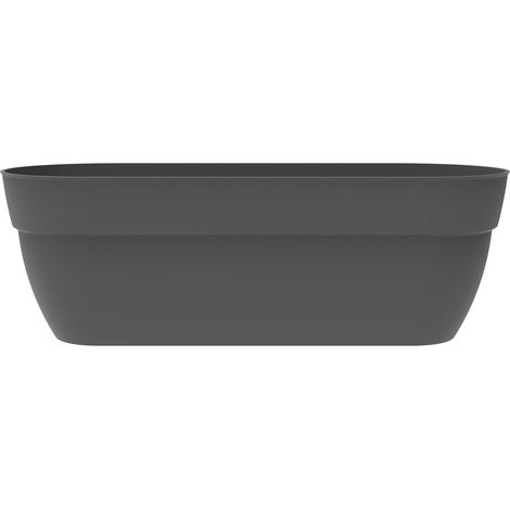 Jardinière Basse 38 L Zone Rétention d'eau Barre Métallique de Renfort Extérieur pour Balcon, Terrasse et Jardin 77,3 x 30,7 x H. 25,9 cm Gris Anthracite (1/4)