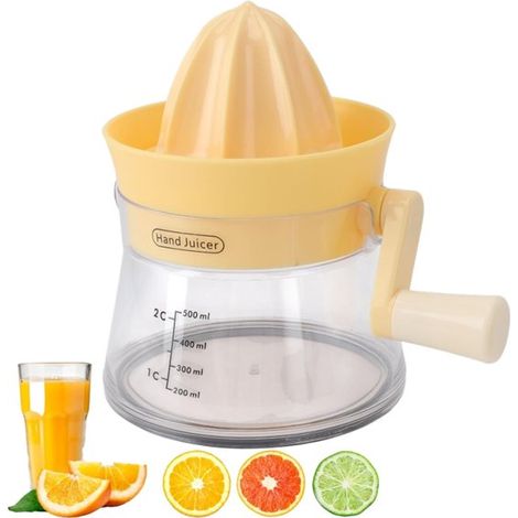 Spremiagrumi manuale - Portatile - Piccolo spremiagrumi - Accessorio da cucina - Adatto per spremere arance, limoni e altri agrumi (gialli) - 1316,5 cm - 500 ml