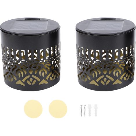Ortviai 2 pcs Lampes Solaires Murales Extérieures en Métal IP55, Jaune Chaud, Motif Mandala pour Jardin et Terrasse