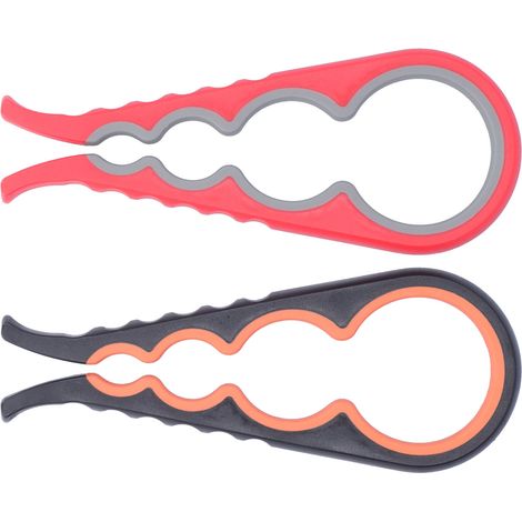2er-Pack Flaschen- und Dosenöffner, multifunktional, 4-in-1, rutschfest, Küchenhelfer, Rot, Grau, Schwarz (1/5)