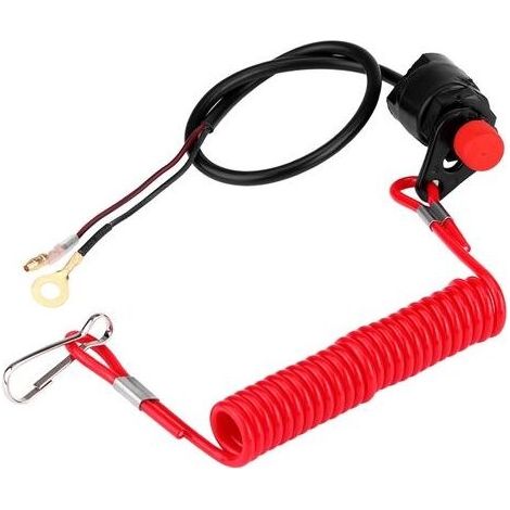Coupe-circuit moteur hors-bord – Interrupteur d'arrêt d'urgence avec cordon de sécurité – Installation facile sur guidon – Compatible VTT et motos (1/5)