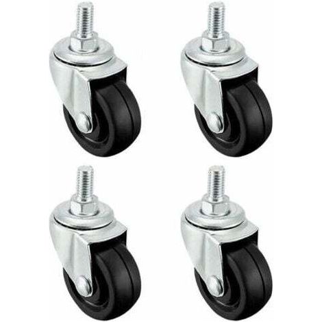 Set di 4 ruote in gomma da 40 mm con attacco filettato M8