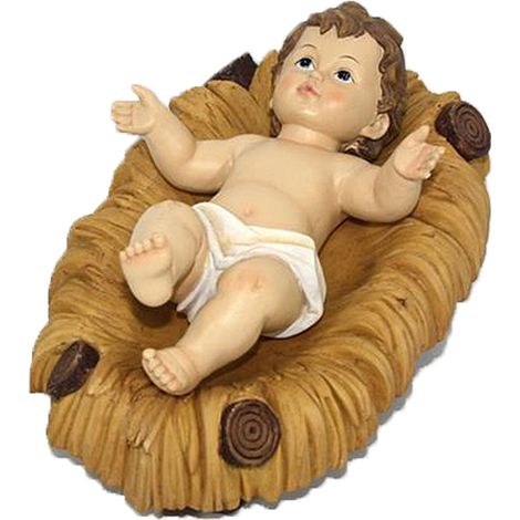 Gesu' bambino con culla in poliresina bambinello di natale addobbi natalizi presepe da cm 24 ottima idea regalo (1/2)