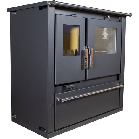 Cuisinière à bois 7,7 kW – Plaque métal – Four inox – Volume de chauffe 100-120 m³ – Rendement 82,2 % – Température fumées 223,8 °C – Verso (1/4)