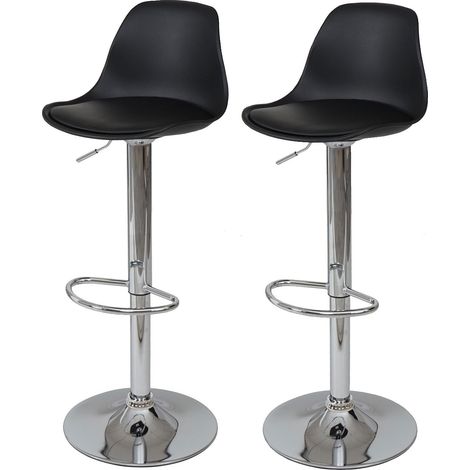 2x taburetes de bar taburete giratorio con base sintética negra y estructura de acero cromado 040000489