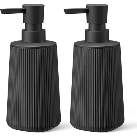 Distributeur de savon noir pour les mains, lot de 2, avec pompes antirouille pour salles de bains et comptoirs, rechargeable, plastique, 240 ml (1/5)