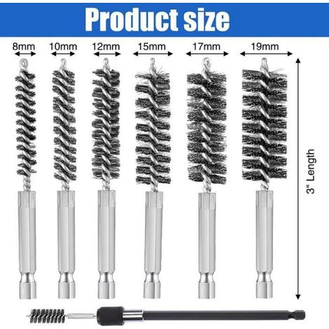 Brosse Cylindrique Pour Perceuses, 6 Pièces Brosse Metallique, Brosse Métallique Perceuse Avec Ondulée Fil d'Acier, Brosse De (1/4)