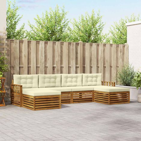 Sofagarnituren 6 pcs Natur und Creme Massivholz Akazie