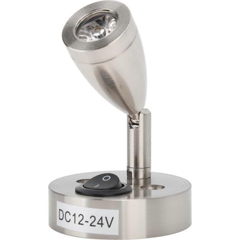 Lampe de chevet LED haute luminosité 2 W, alimentation DC12-24 V, alliage d'aluminium, blanc chaud 3000 K, pour voiture, camion, bateau (1/5)