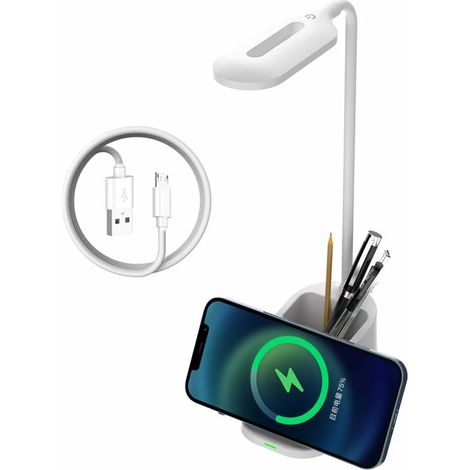 Lampe de Bureau LED avec Chargeur Sans Fil 10W et USB 3 Changements de Couleur éclairage Contrôle Tactile Lampe de Lecture (1/5)