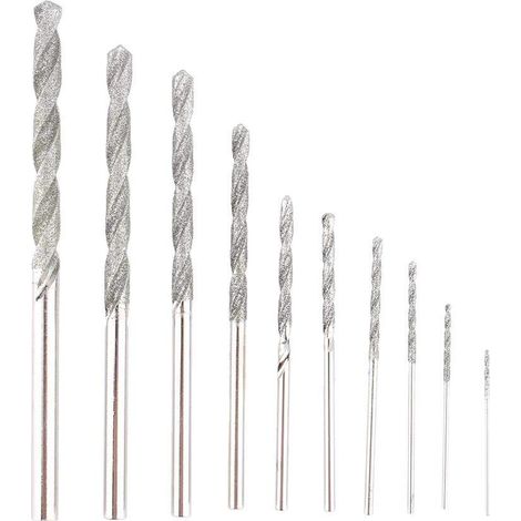 Jeu de 10 forets diamantés pour verre, bois, plastique, carrelage et pierre (0,8-4,0 mm). (1/5)