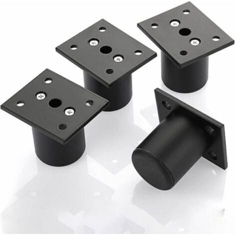 Patas de muebles ajustables en aleación de aluminio negro – Juego de 4, 50 mm de altura, para cama, base de cama, armario o mesa.
