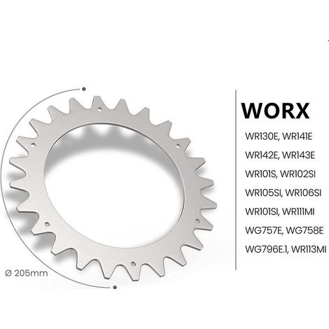 Crampons en acier inoxydable de qualité supérieure pour tondeuse à gazon Worx Landroid modèle S/M Épaisseur 2mm, Amélioration de la traction - Ébavurage poli - Diamètre de la roue : 205 mm (1/4)