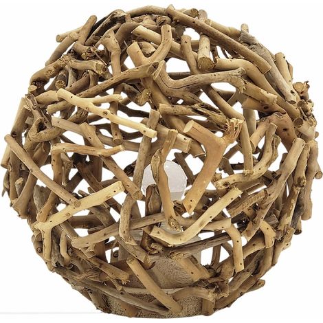 Suspension boule en branches naturelles bois de thé - bois naturel clair et beige (1/3)