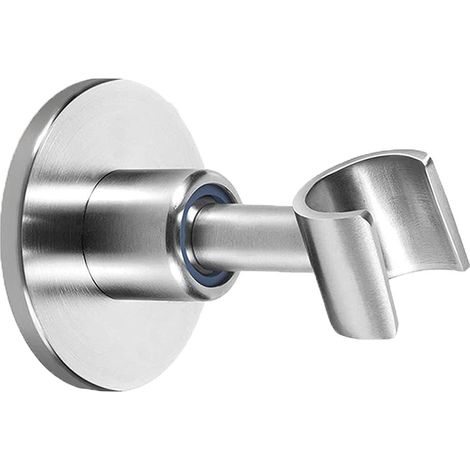 Support de pommeau de douche en acier inoxydable, réglable à 360 °, adhésif pour pommeau de douche et pulvérisateur de bidet, argenté (1/5)