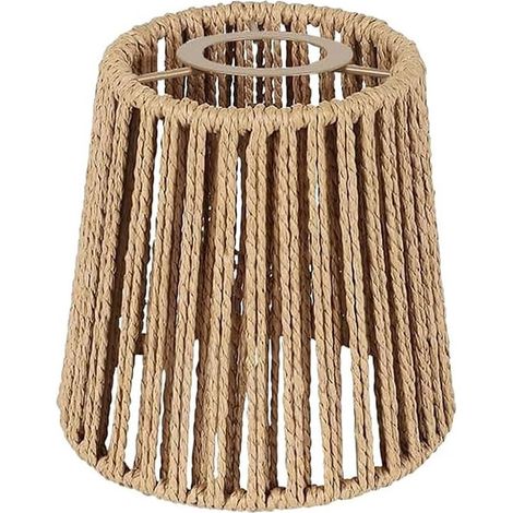 Abat-jour conique fait main en corde de papier et rotin, abat-jour ajouré et tissé pour lampe de table/applique murale, boîtier de lampe de style pastoral bohème, diamètre supérieur 10 cm, diamètre in (1/2)