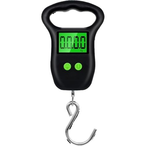 Balance à bagages, balance numérique portable, balance à bagages électronique, balance à bagages numérique portable 50 kg 10 g hameçon suspendu ruban à mesurer rétro-éclairage écran LCD pesée (1/5)