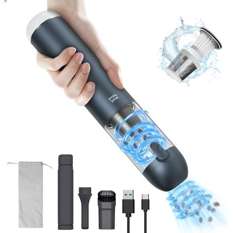 Aspirateur à Main Puissant 17000PA, Aspirateur Voiture Portable sans Fil avec Lampe LED, Nettoyeur Compact pour Poils d’Animaux, Maison, Cuisine, Bureau et Auto (1/5)