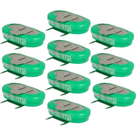 vhbw 10x NiMH Ersatz Knopfzellen-Akku Typ 1/V150H 3-Pins 150mAh 1,2V kompatibel mit Modellbau-Akkus, Solar-Leuchten uvm. (1/4)