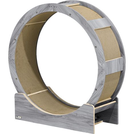Roue d'exercice pour chat, 91 cm, avec frein, tapis à griffer, pour un chat en pleine forme, couleur noyer