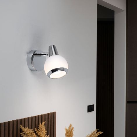Lampada da parete lampada da parete lampada da camera Lampada da parete a LED in vetro cromato, opale, 1x LED 3W 300Lm 3000K, LxH 8x11,5 cm