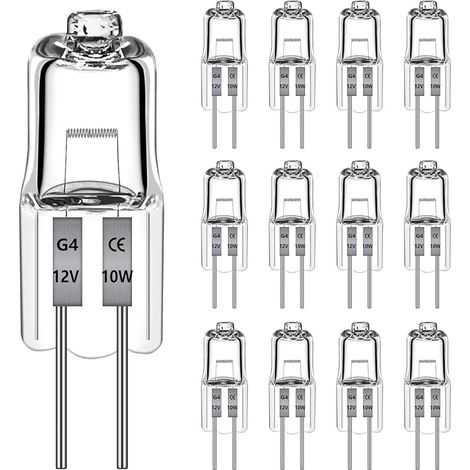 VUSZR 12 Stück G4 Halogenglühbirne 10W 2700k 120LM, Halogenlampe G4 10w 12V bis 300C, Halogen Dimmbar Warmweiß für Dunstabzugshauben, Öfen, Mikrowellen (1/5)